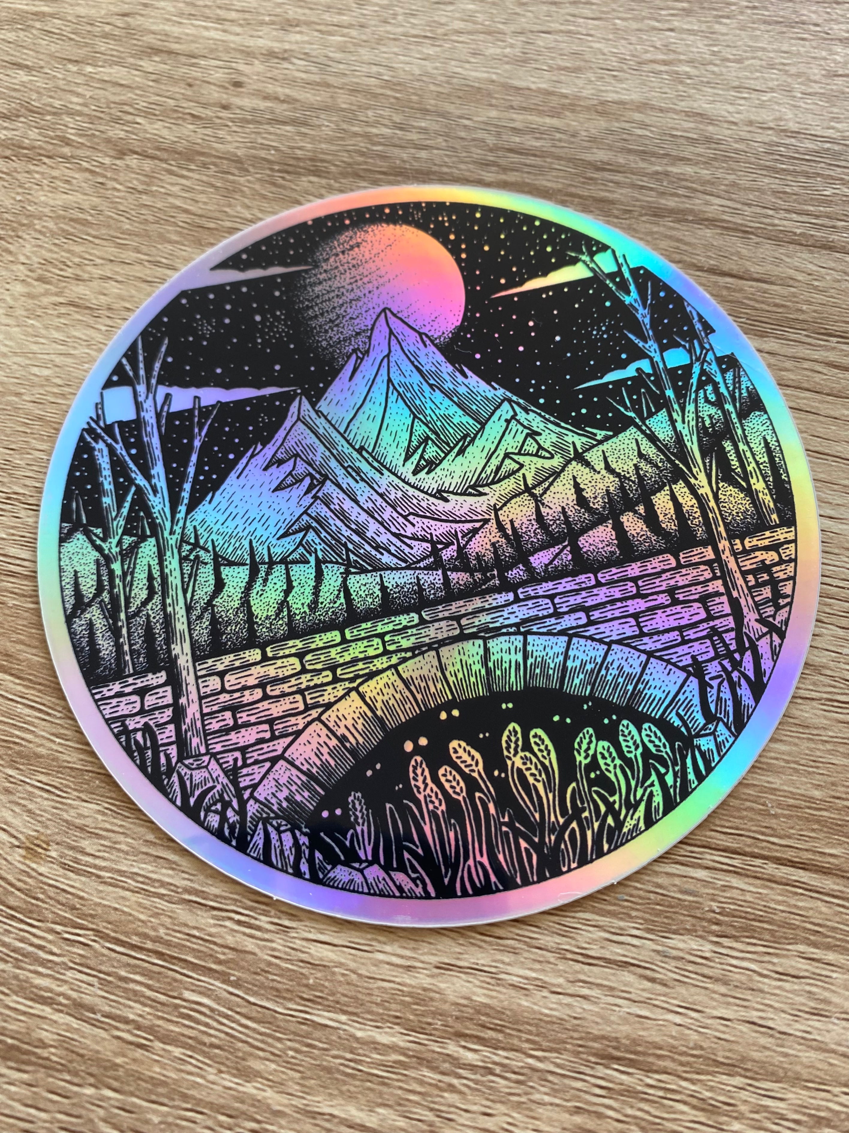 Holographic sticker "Twilight Bridge" 10.8x10.8 cm
