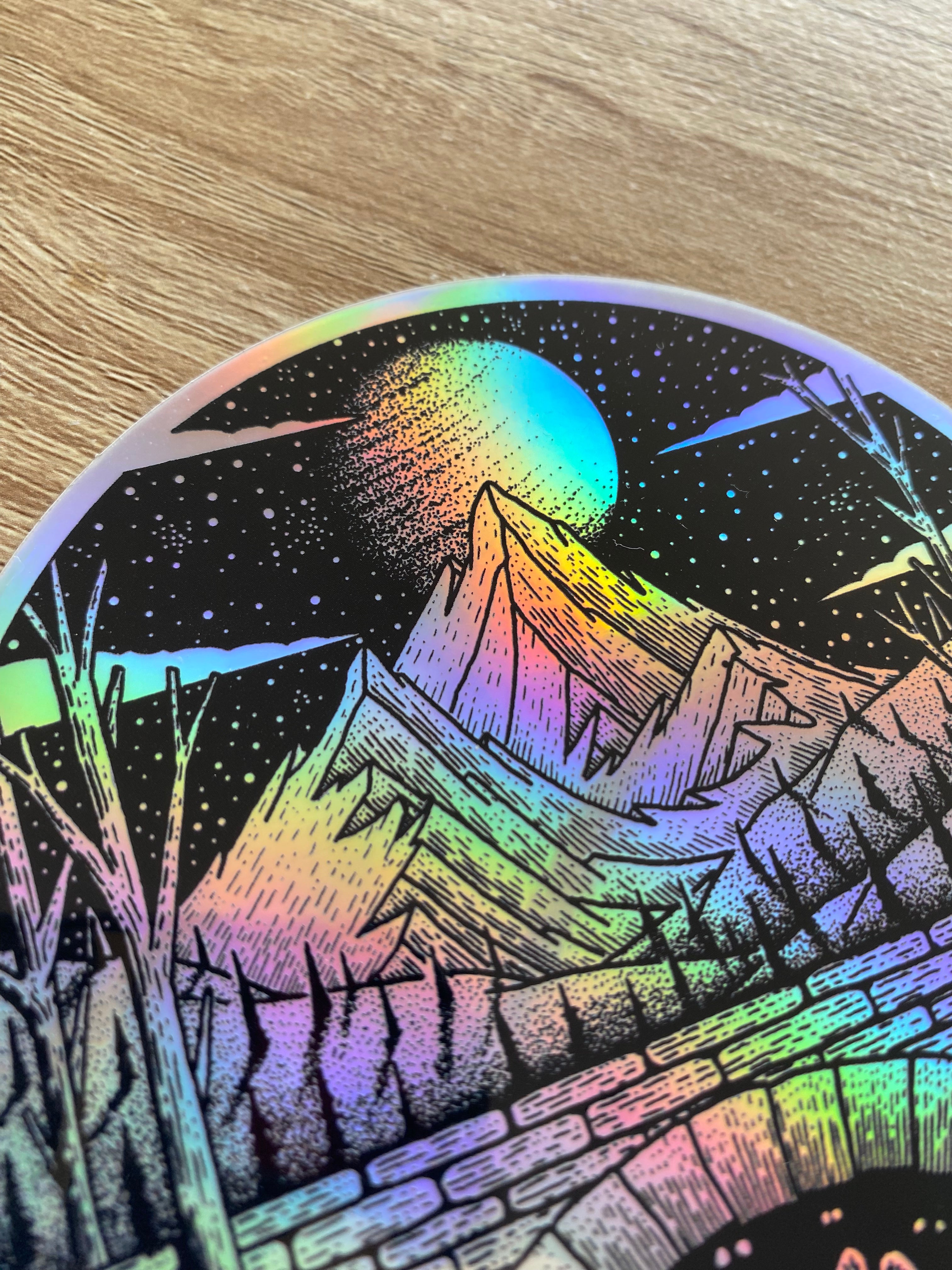 Holographic sticker "Twilight Bridge" 10.8x10.8 cm