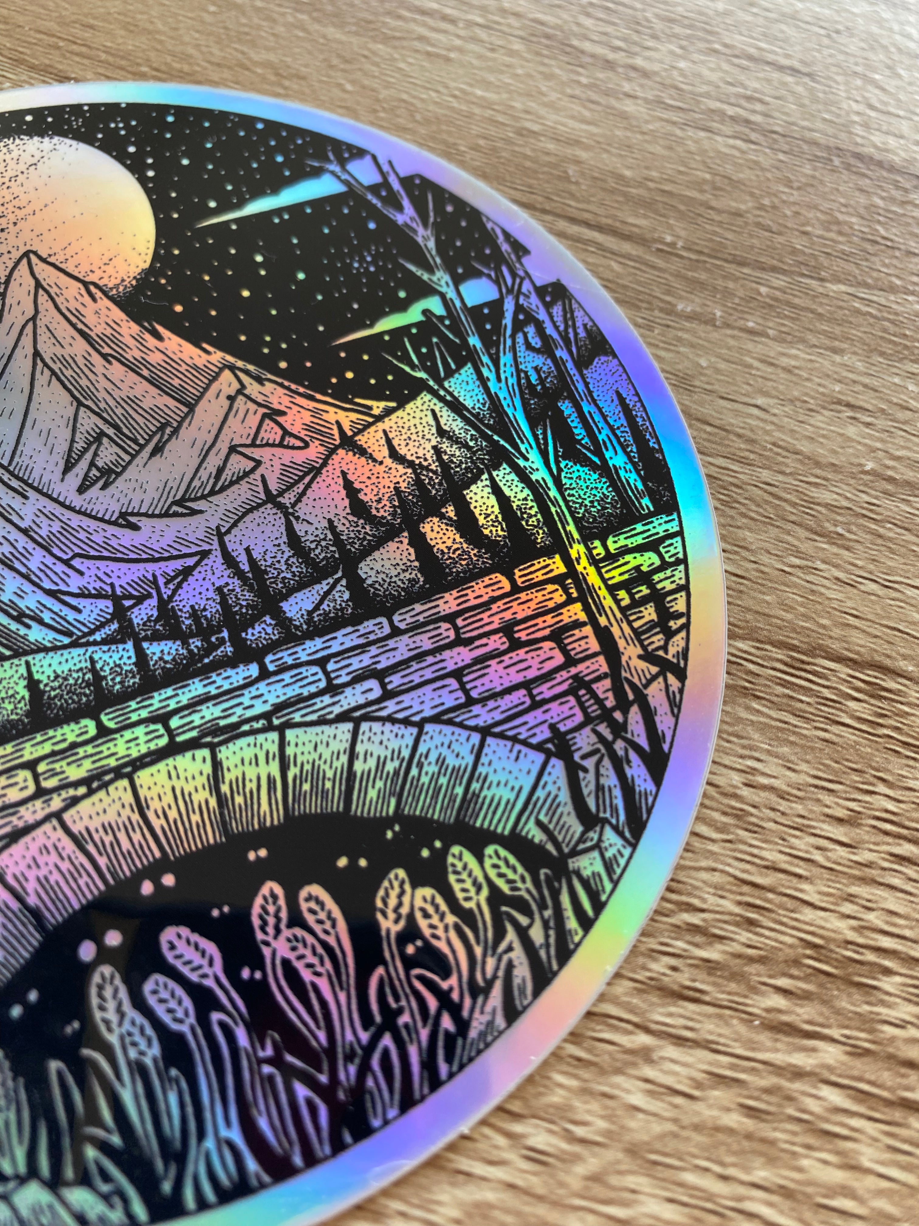 Holographic sticker "Twilight Bridge" 10.8x10.8 cm