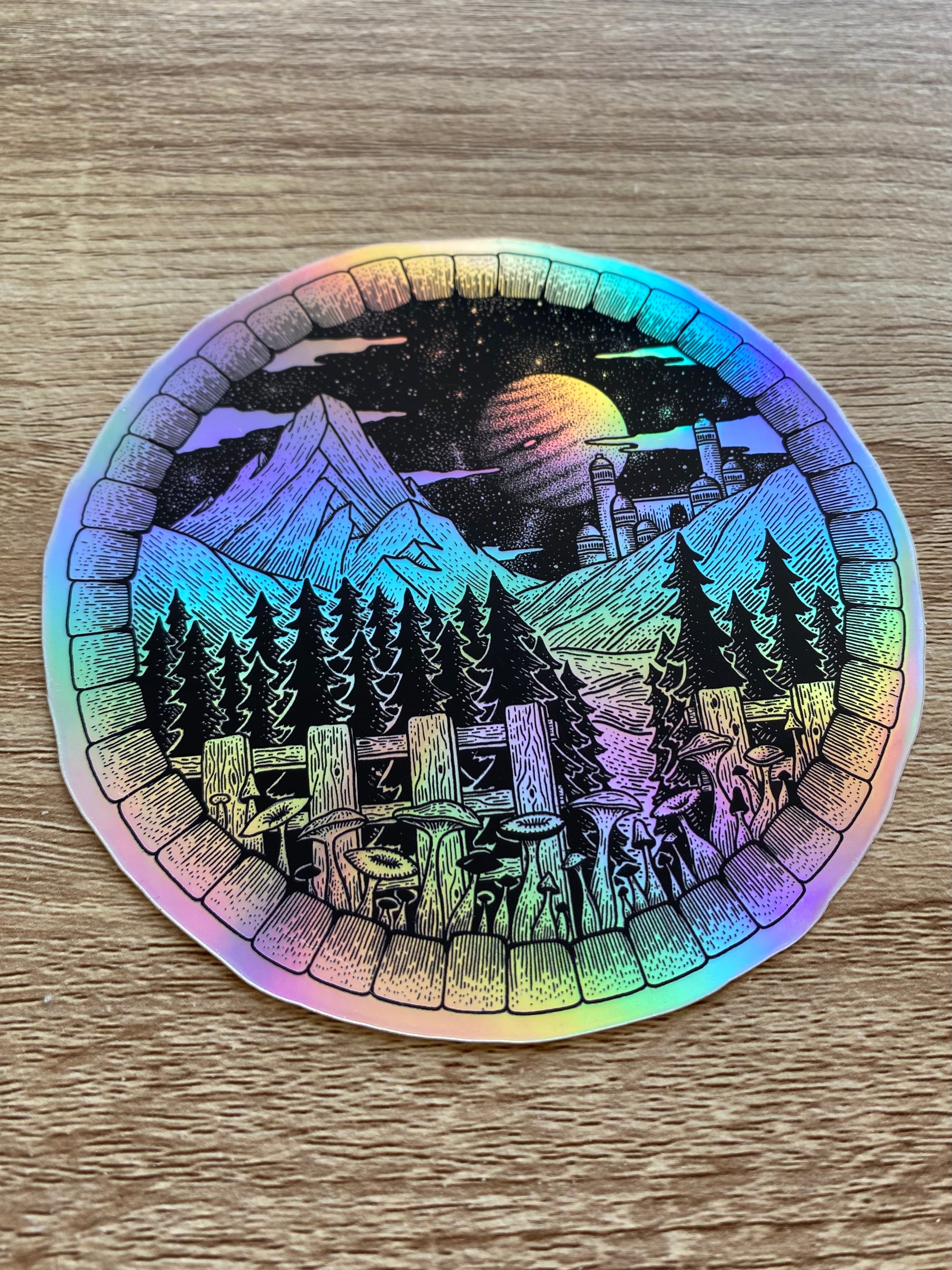 Holographic sticker "Celestial Kingdom" 11.1x11 cm
