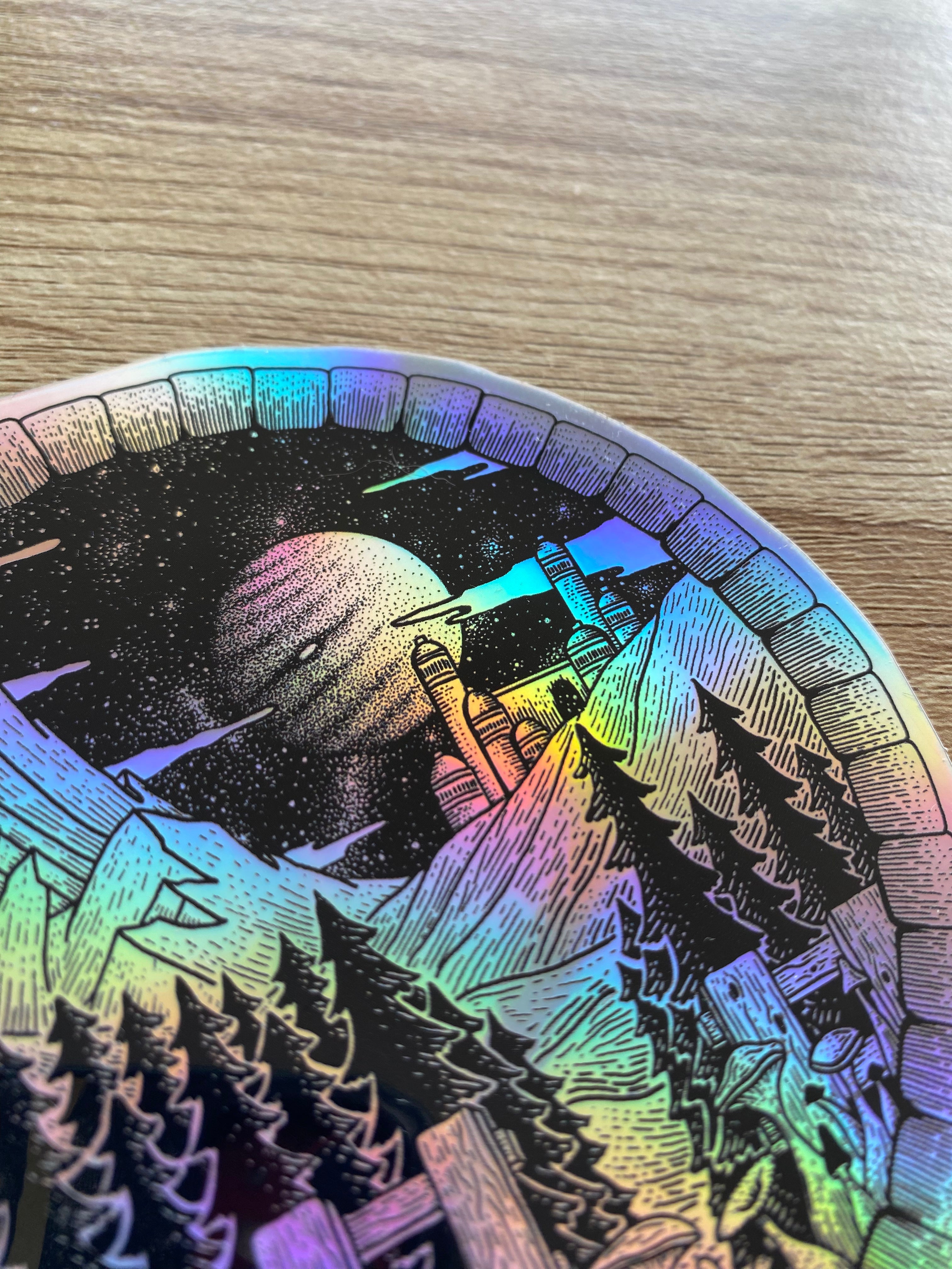 Holographic sticker "Celestial Kingdom" 11.1x11 cm