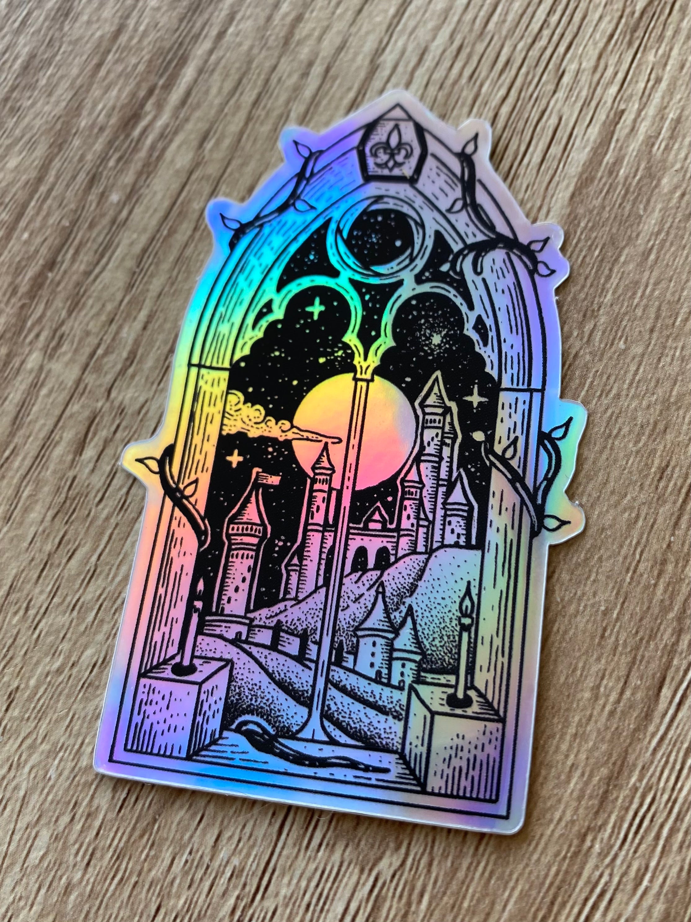 Holographic sticker "Dream of the far Tower" 4.7x7.6 cm