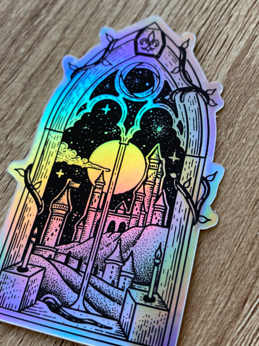 Holographic sticker "Dream of the far Tower" 4.7x7.6 cm
