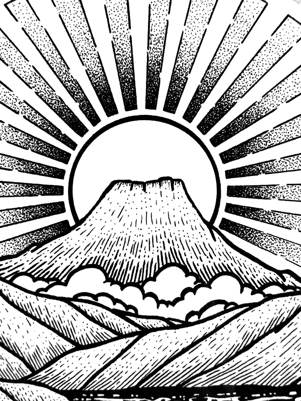 Vinyl sticker "Sunlight over the mountain" 11x11 cm