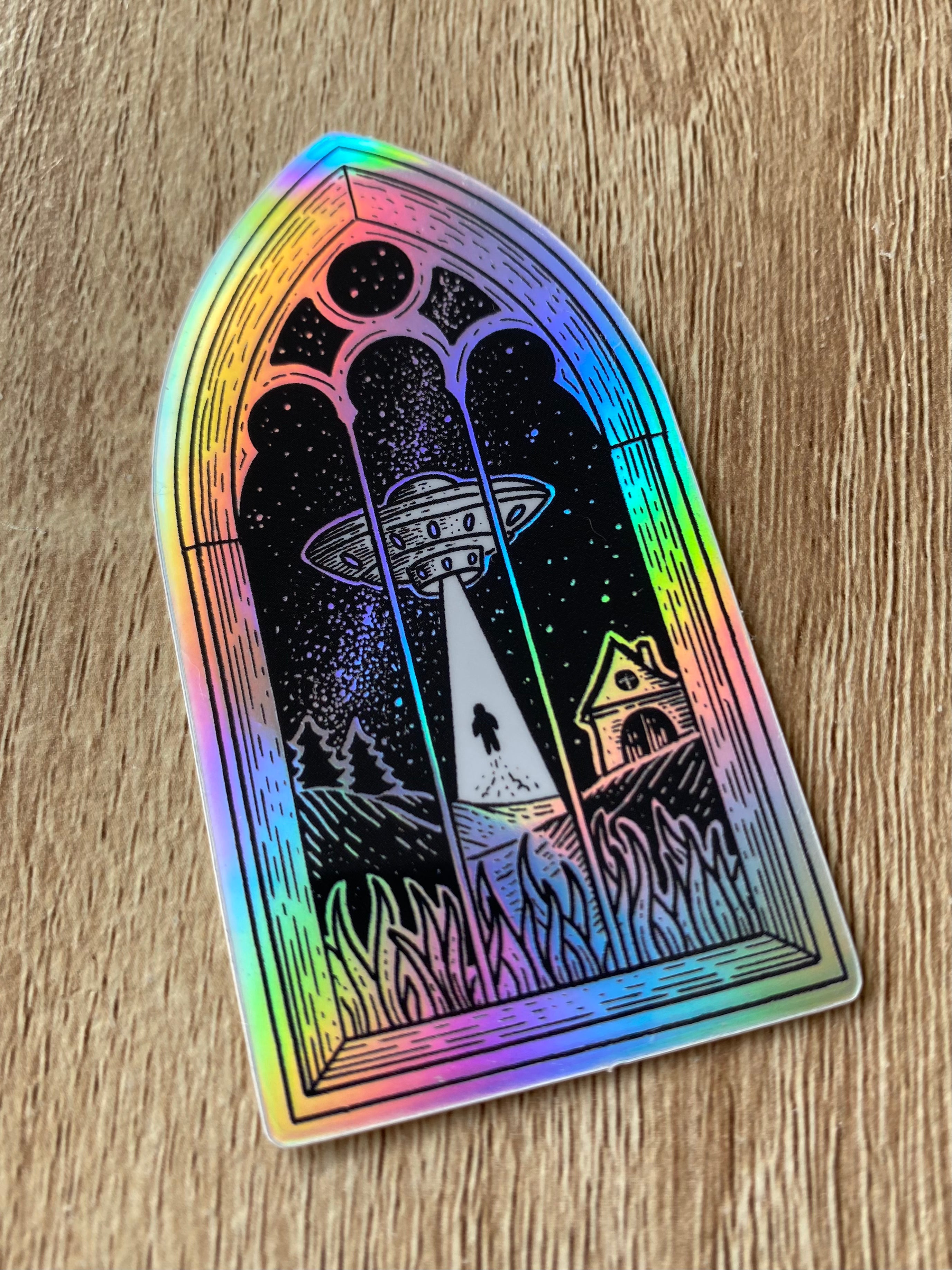 Holographic sticker "The Abduction" 4.3x8 cm