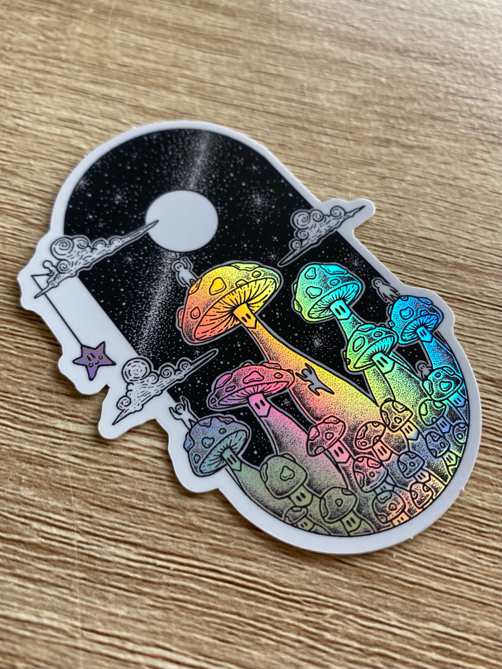 Holographic sticker "Mushrooms World" 5.7x8 cm