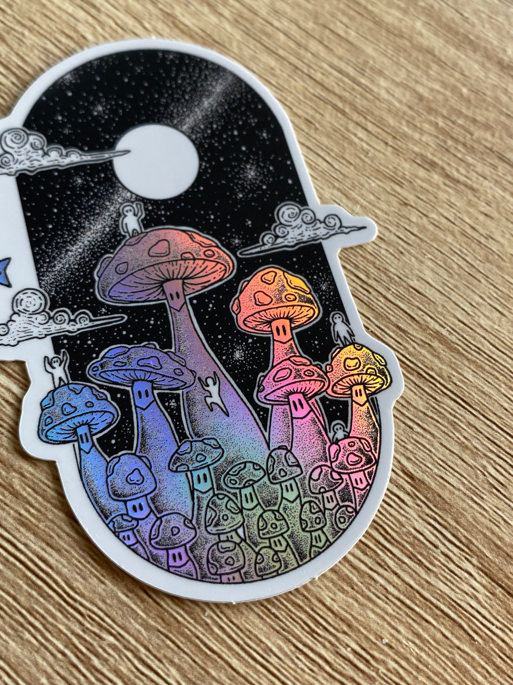 Holographic sticker "Mushrooms World" 5.7x8 cm
