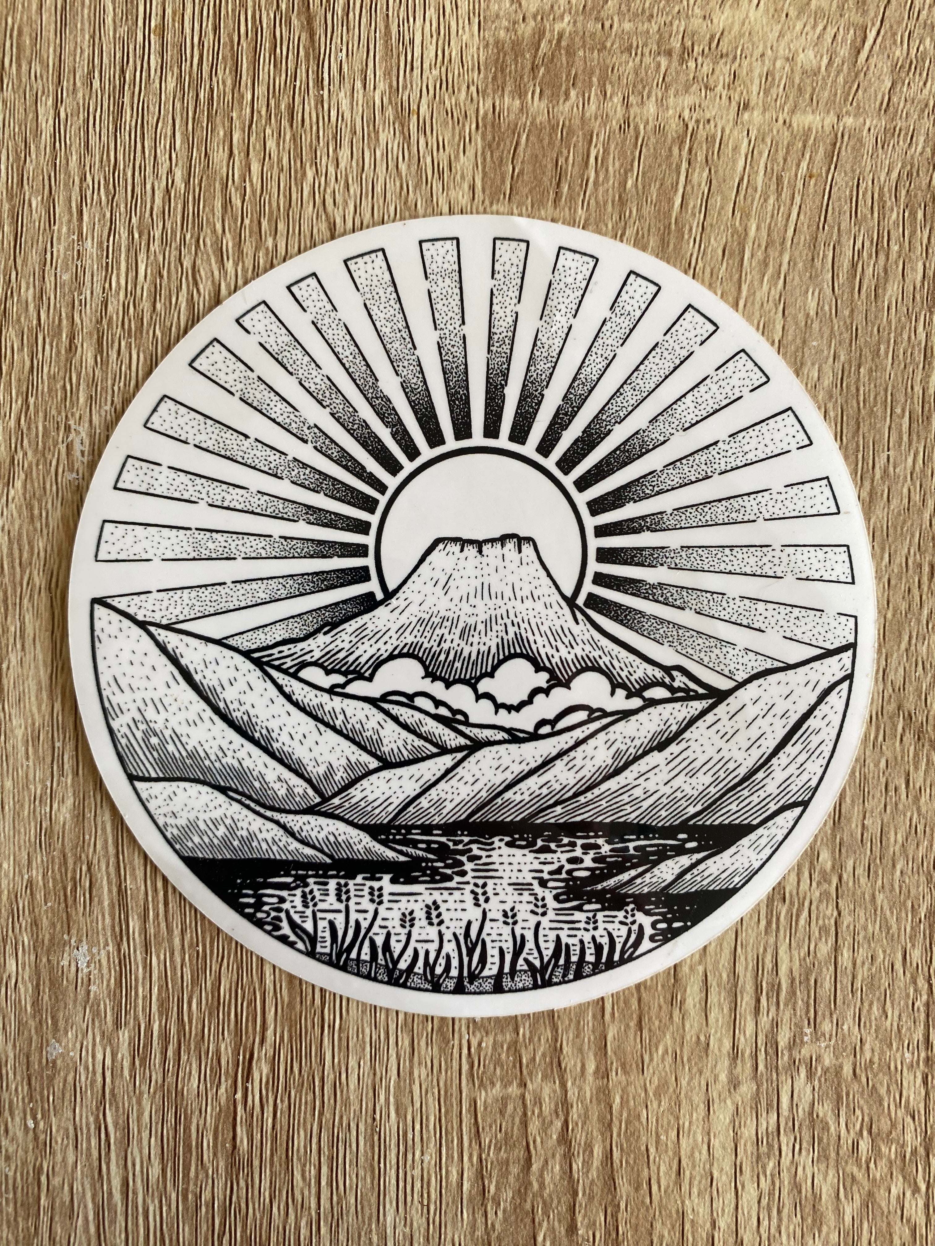 Vinyl sticker "Sunlight over the mountain" 11x11 cm