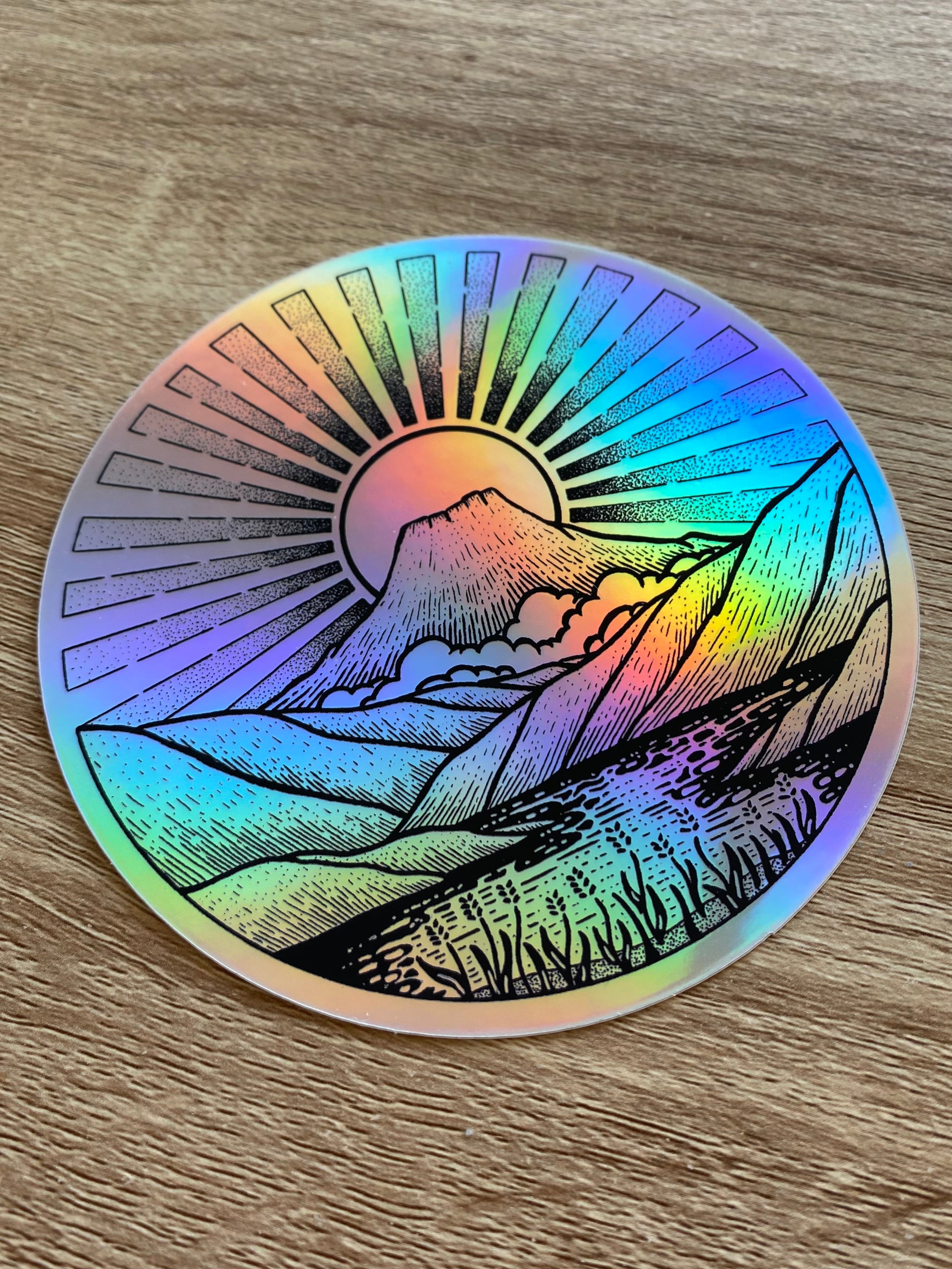 Holographic sticker "Sunlight over the Mountain" 11x11 cm