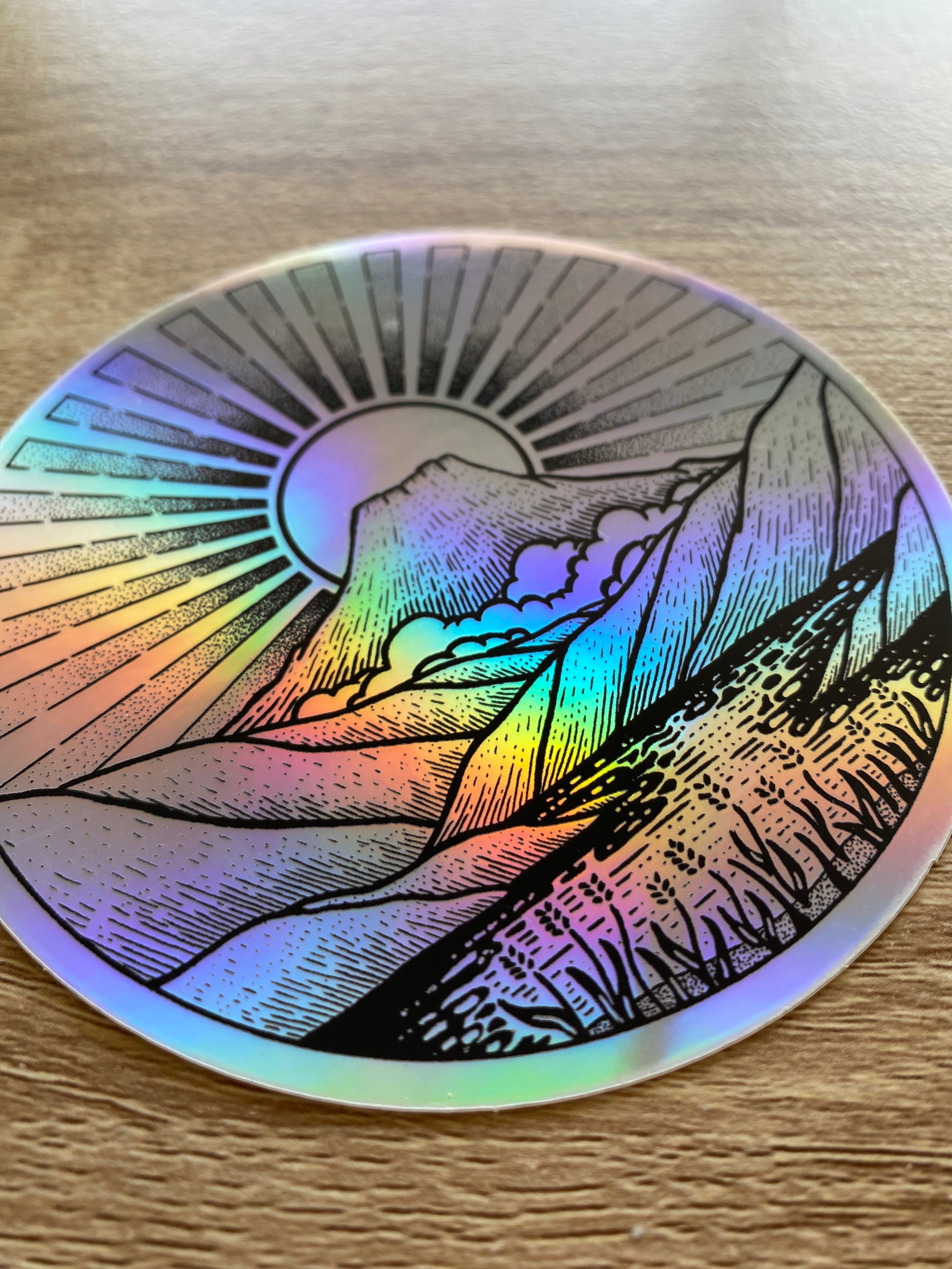 Holographic sticker "Sunlight over the Mountain" 11x11 cm