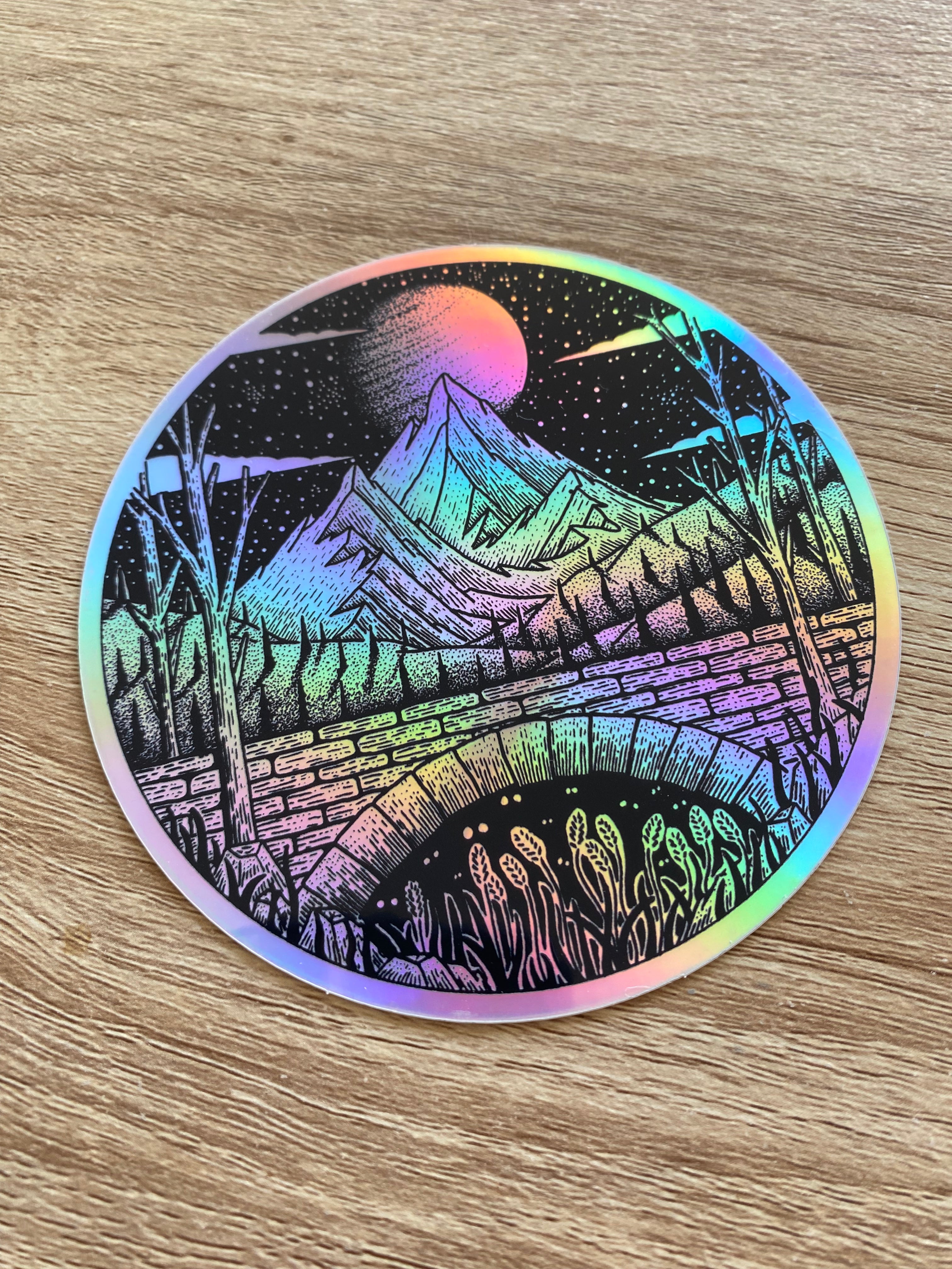 Holographic sticker "Twilight Bridge" 10.8x10.8 cm