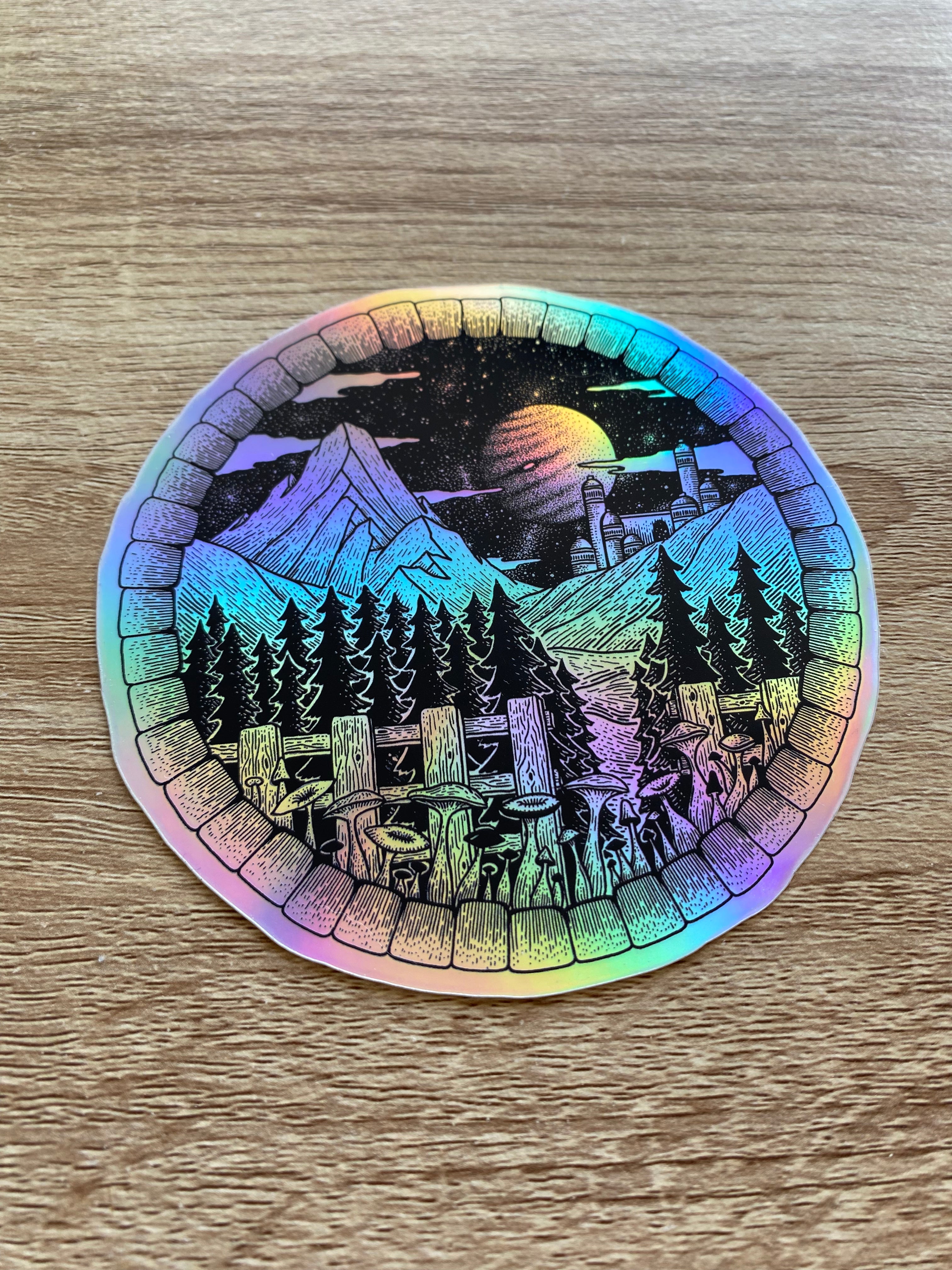 Holographic sticker "Celestial Kingdom" 11.1x11 cm