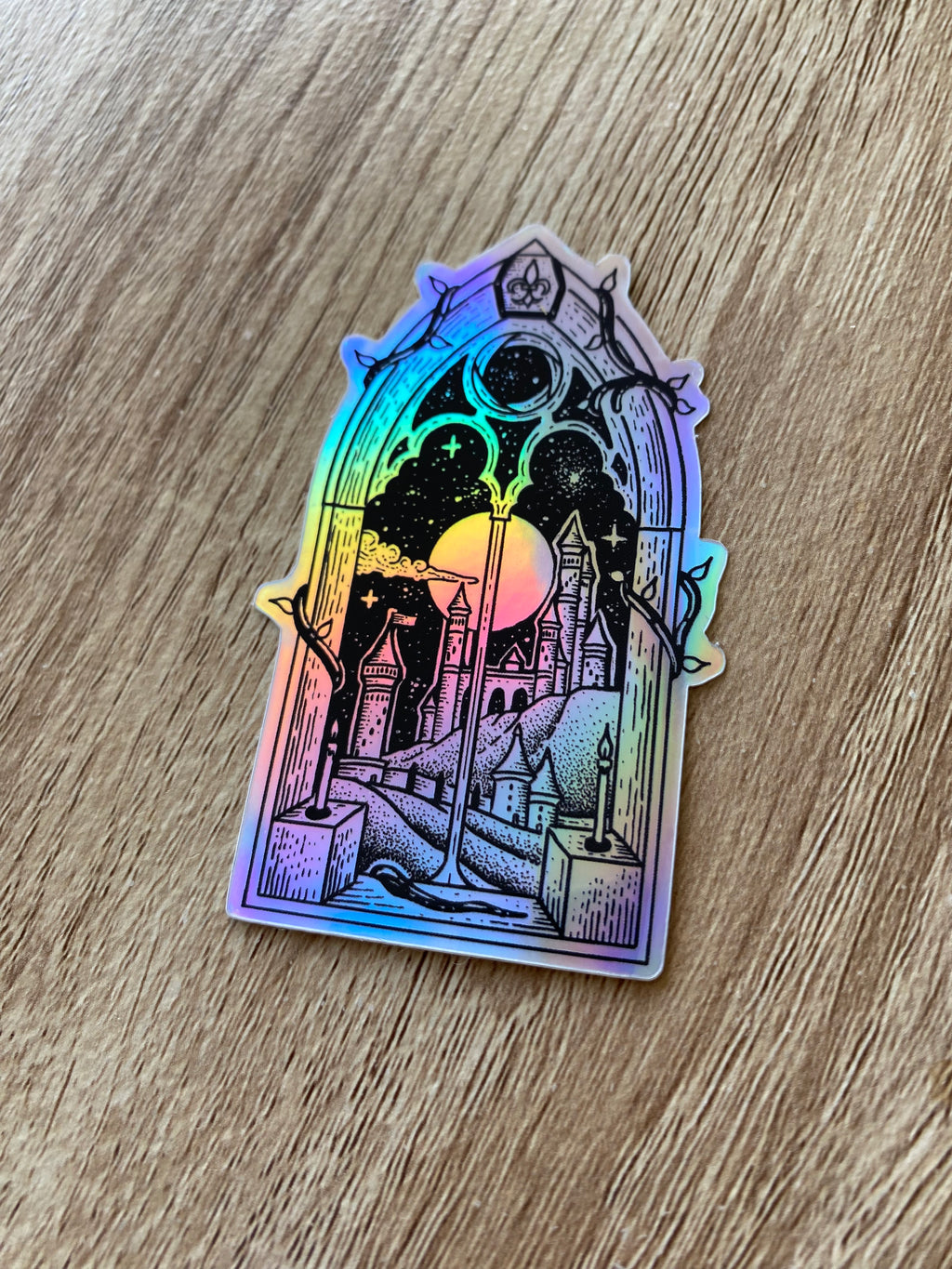 Holographic sticker "Dream of the far Tower" 4.7x7.6 cm