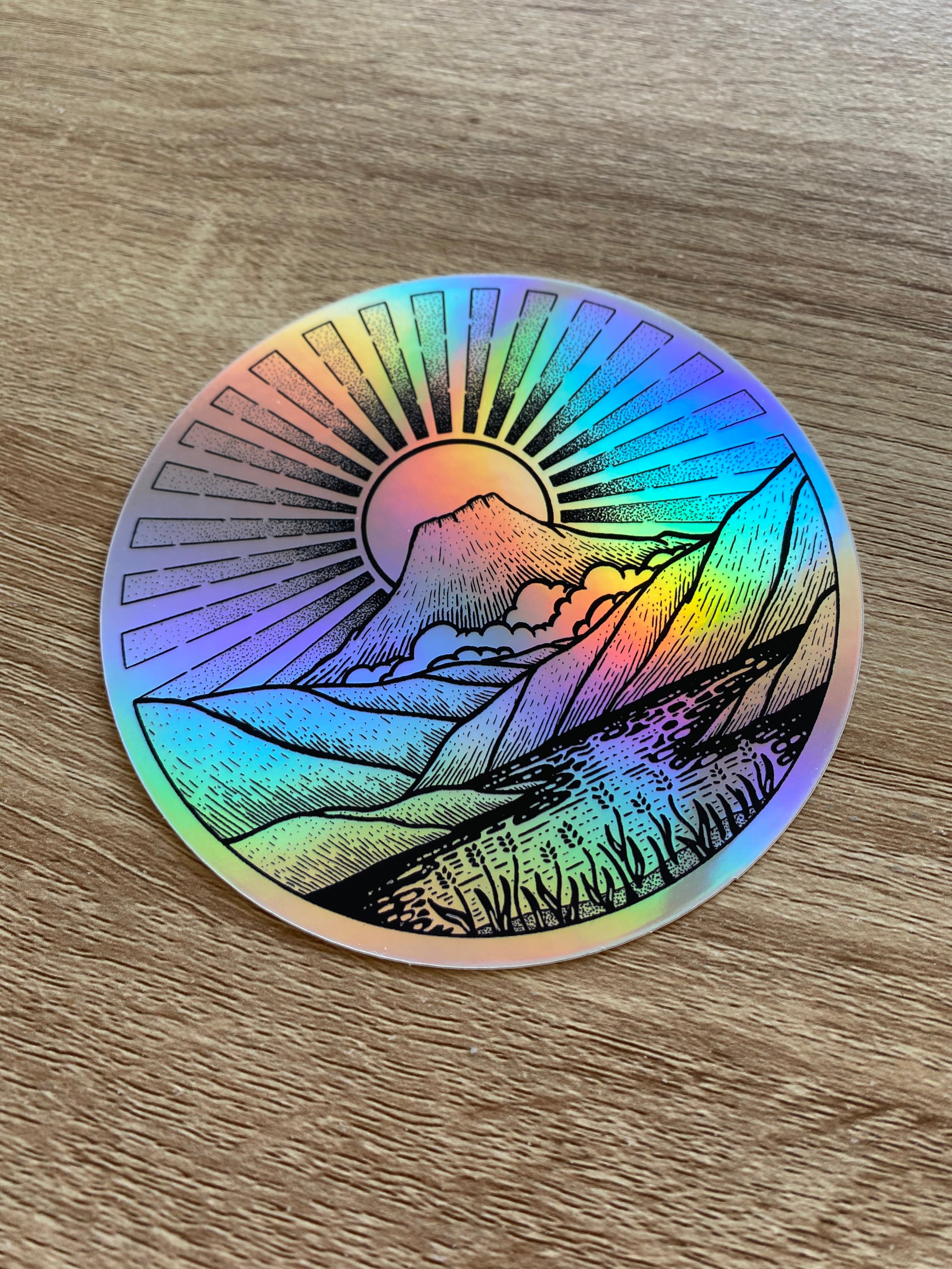 Holographic sticker "Sunlight over the Mountain" 11x11 cm